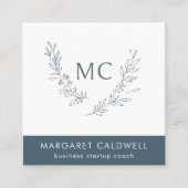 Carte De Visite Carré Gris d'ardoise neutre monogramme (Devant)