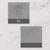 Carte De Visite Carré Gris minimal à deux tons (Devant / Derrière)