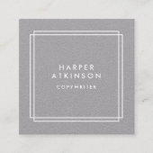Carte De Visite Carré Gris moderne et blanc bordé (Devant)