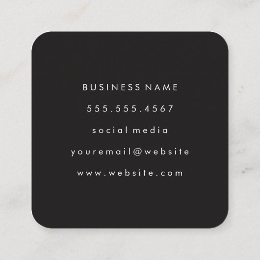 Carte De Visite Carré Gris Monogramme moderne avec texte Arc (Dos)