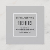 Carte De Visite Carré Gris, triangles blancs et monogramme moderne (Dos)
