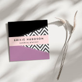 Carte De Visite Carré Gris Zigzag, Gris Chevron, Motif Zigzag, Violet