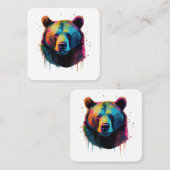 Carte De Visite Carré Grizzly Oear Amateurs Pop Art Big Grizzly Ours (Devant / Derrière)