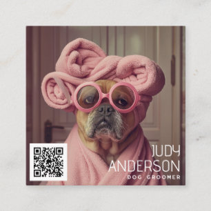 Carte De Visite Carré Groomer de chiens rétro