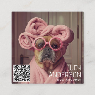 Carte De Visite Carré Groomer de chiens rétro