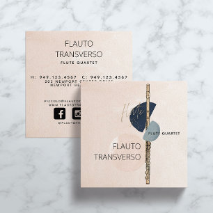Carte De Visite Carré Groupe de Flûte Abstrait moderne Blush & Navy Soci