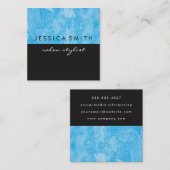 Carte De Visite Carré Grunge Bleu Noir Deux Tons (Devant / Derrière)