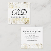 Carte De Visite Carré Grunge Or Script Monogramme fantaisie (Devant / Derrière)