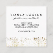 Carte De Visite Carré Grunge Or Script Monogramme fantaisie (Dos)