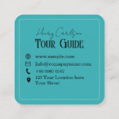Carte De Visite Carré Guide touristique Agent de voyage Turquoise (Dos)