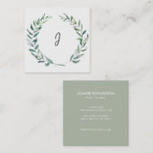 Carte De Visite Carré Guirlande botanique moderne de branche d'aquarelle (Devant / Derrière)