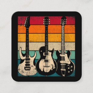 Carte De Visite Carré Guitare rétro