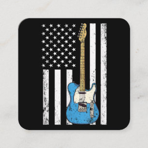 Carte De Visite Carré Guitare Vintage Drapeau Américain US
