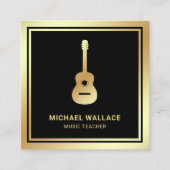 Carte De Visite Carré Guitariste de la guitare Black Gold Foil (Devant)