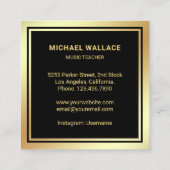 Carte De Visite Carré Guitariste de la guitare Black Gold Foil (Dos)