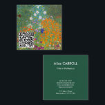 Carte De Visite Carré Gustav Klimt - Jardin des fleurs - Code QR<br><div class="desc">Jardin aux fleurs - Gustav Klimt en 1905-1907</div>
