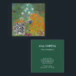 Carte De Visite Carré Gustav Klimt - Jardin des fleurs - Code QR<br><div class="desc">Jardin aux fleurs - Gustav Klimt en 1905-1907</div>