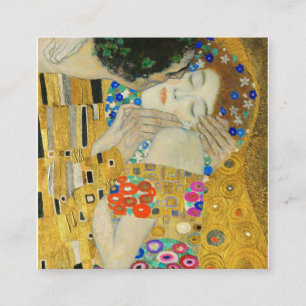 Carte De Visite Carré Gustav Klimt The Kiss Visages Détail Peinture