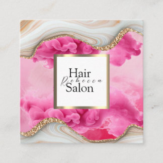 Carte De Visite Carré Hair Salon Colorful Typography Modern Hairstylist