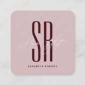 Carte De Visite Carré Hair stylist modern blue monogram initials (Devant)