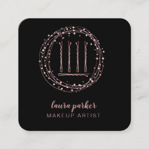 Carte De Visite Carré Hair Styliste Rose Gold Bobby Pins maquillage Arti