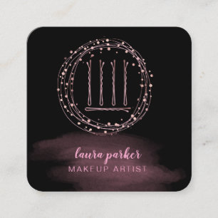 Carte De Visite Carré Hair Styliste Rose Gold Bobby Pins maquillage Arti