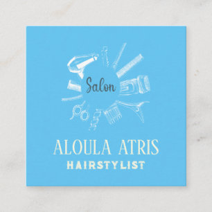 Carte De Visite Carré HairStylist Coiffure professionnelle Salon Sage Bl