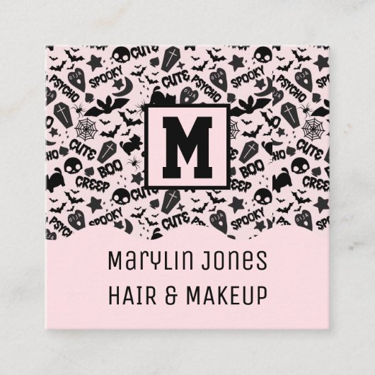 Carte De Visite Carré HALLOWEEN éffrayant ET ÉFFRAYANT (Devant)