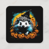 Carte De Visite Carré Halloween Hdgehog et citrouille mignon (Devant)