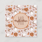 CARTE DE VISITE CARRÉ HALLOWEEN RÉTROGROOVY CITROUILLES ET GHOSTS (Devant)