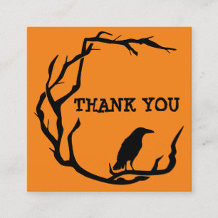Carte De Visite Carré Halloween Wreath Crow merci pour votre commande Sq