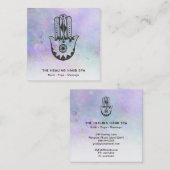 Carte De Visite Carré *~* Hamsa Main de Fatima - Cratères de Lune Yoga (Devant / Derrière)