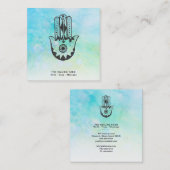 Carte De Visite Carré *~* Hamsa | Main de Fatima | Cratères de Moon Yoga (Devant / Derrière)