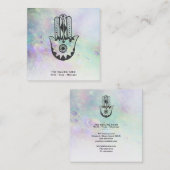 Carte De Visite Carré *~* Hamsa Main de Fatima Craters de Lune Arc-en-ci (Devant / Derrière)