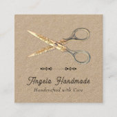 Carte De Visite Carré Handmade Craft Scissors QR Code (Devant)