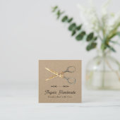 Carte De Visite Carré Handmade Craft Scissors QR Code (Debout devant)