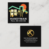 Carte De Visite Carré Handyman Outils Toit Sun Levant (Devant / Derrière)
