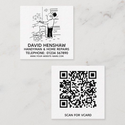 Carte De Visite Carré Handyman & Réparations à domicile (Devant / Derrière)