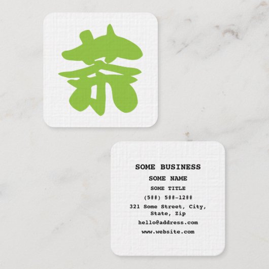 Carte De Visite Carré Hanzi / Kanji Language Character Chinese Tea (Devant / Derrière)