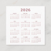 Carte De Visite Carré Happy New Year 2026 (Dos)