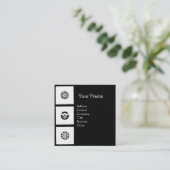 Carte De Visite Carré HARMONIE DE RENAISSANCE Noir Blanc Géométrique Flo (Debout devant)