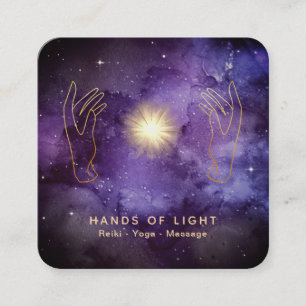 Carte De Visite Carré *~* Healing Light Hands Universe Stars Cosmique