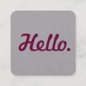 Carte De Visite Carré Hello Neutral Grey & Purple Décontracté Script élé (Devant)