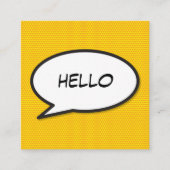 Carte De Visite Carré HELLO Speech Bubble Fun Retro Combook (Devant)