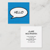 Carte De Visite Carré HELLO Speech Bubble Fun Retro Combook (Devant / Derrière)
