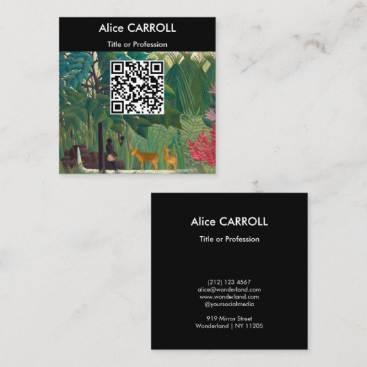 Carte De Visite Carré Henri Rousseau - La cascade - Code QR (Devant / Derrière)