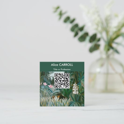 Carte De Visite Carré Henri Rousseau - La Jungle Equatoriale - Code QR (Debout devant)