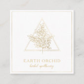 Carte De Visite Carré Herbal + Apothécaire Floral Or (Devant)