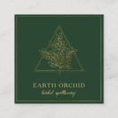 Carte De Visite Carré Herbal + Apothécaire Floral Or & Vert (Devant)