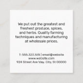 Carte De Visite Carré Herbes et épices (Dos)